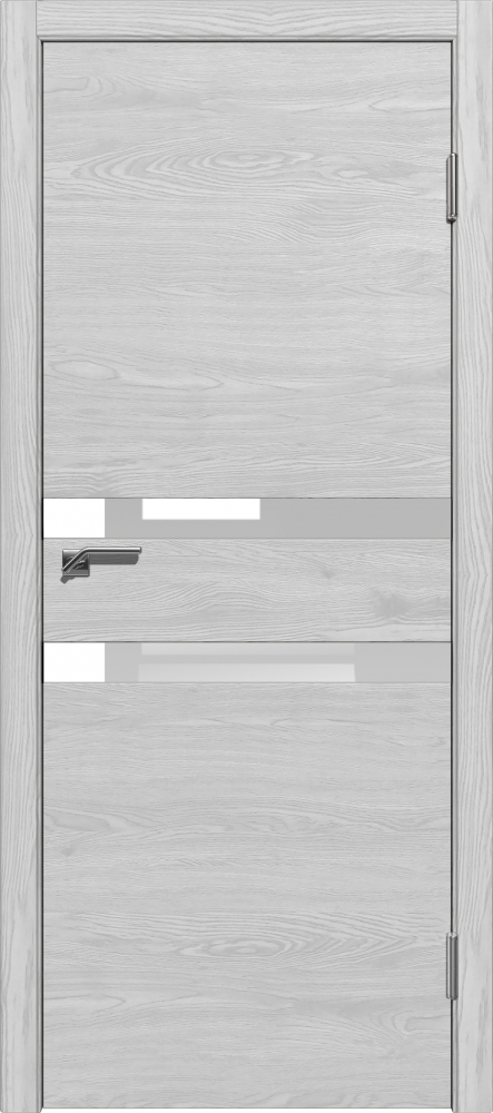 Межкомнатная дверь Легенда Дания 4 Ясень серый Стекло Лакобель белое