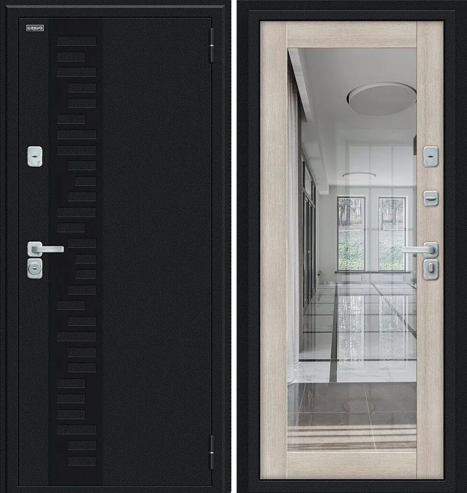 Дверь Браво Thermo Флэш Декор-2 Букле черное/Cappuccino Veralinga DIS006773